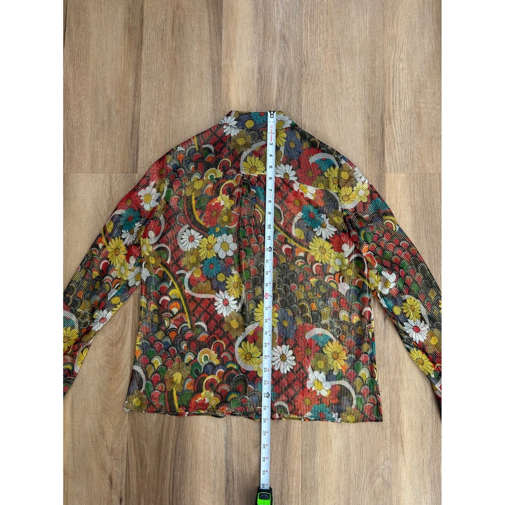 Alice + Olivia Willa Silk Blend Metallic Floral Button Down Blouse M luxury - Picture 5 of 6